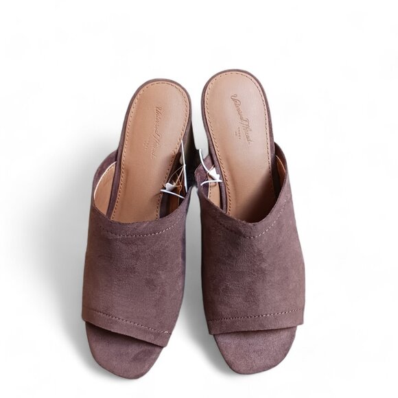 Universal Thread Women Norelle Brown Microsuede Stacked Heel Mules Sandal Size 7 - Picture 5 of 13